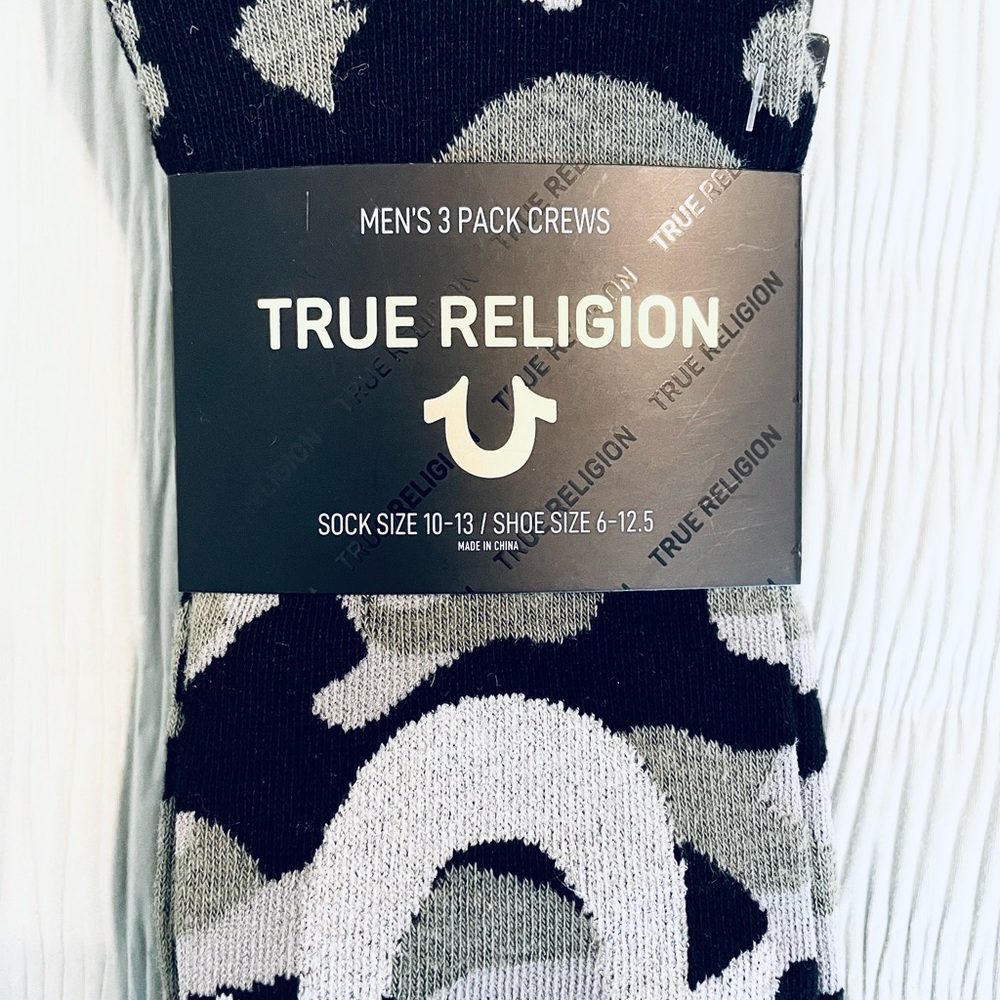NWT True Religion 3-Pack Socks / Gray & Black - Picture 2 of 4